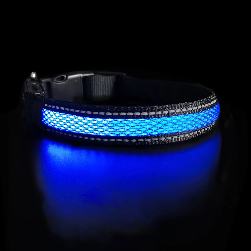 LED Dog Collar Luminous Flashing Glow Necklace Waterproof Reflective