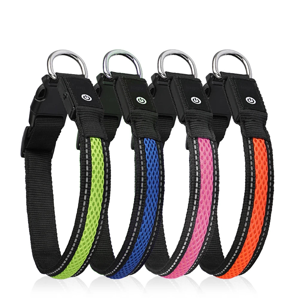 LED Dog Collar Luminous Flashing Glow Necklace Waterproof Reflective