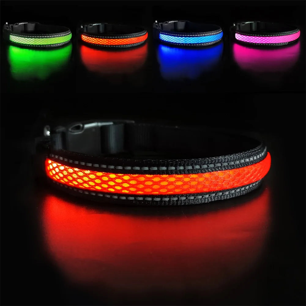 LED Dog Collar Luminous Flashing Glow Necklace Waterproof Reflective