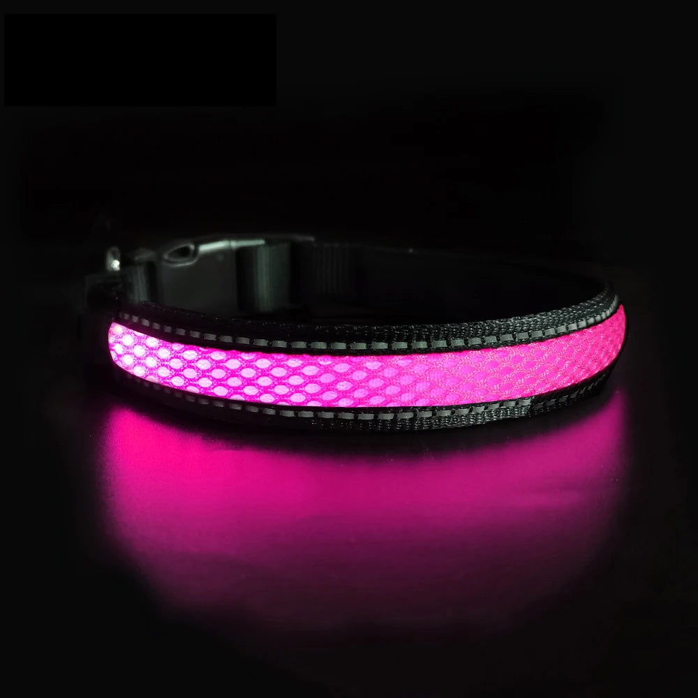 LED Dog Collar Luminous Flashing Glow Necklace Waterproof Reflective