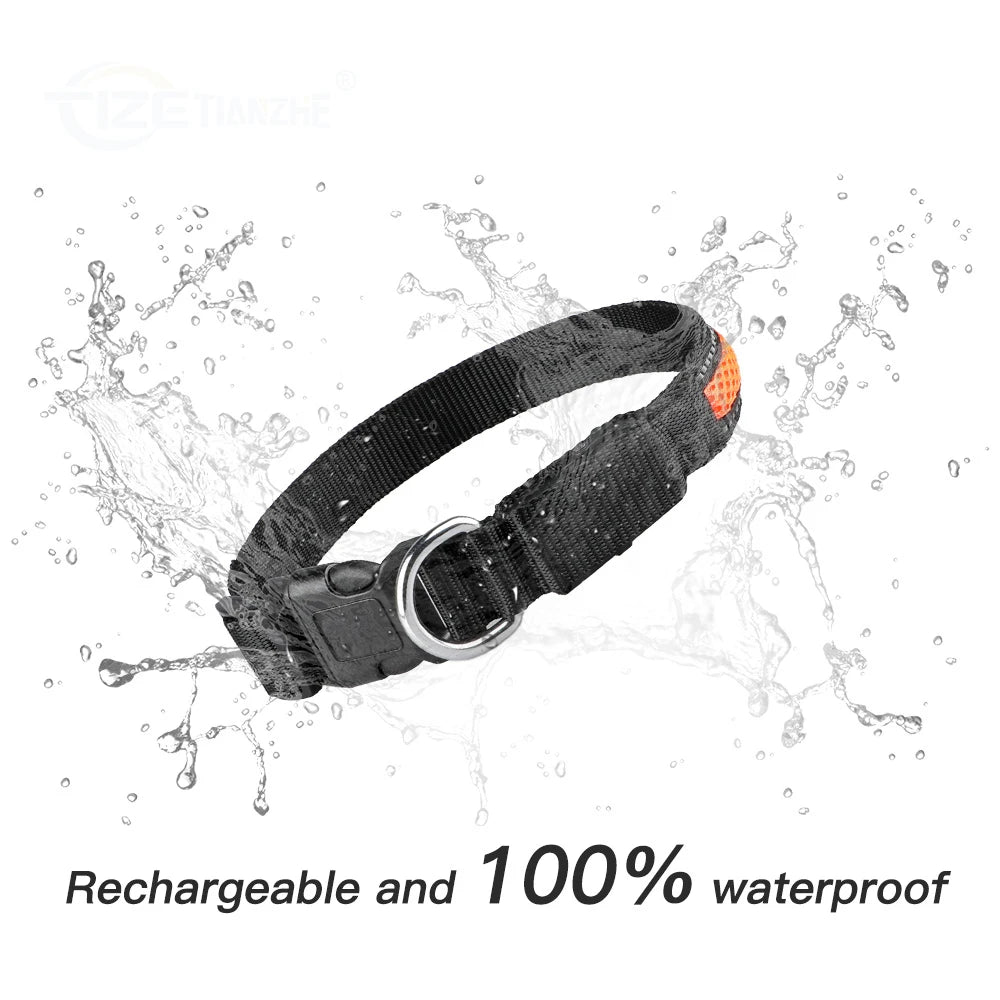 LED Dog Collar Luminous Flashing Glow Necklace Waterproof Reflective
