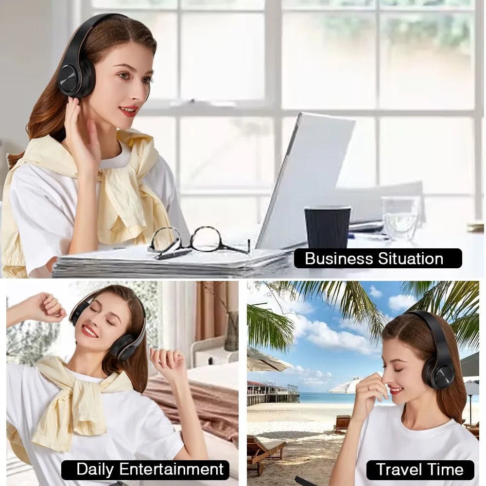 HIFI Stereo Earphones Bluetooth Headphone and Support SD Card with Mic