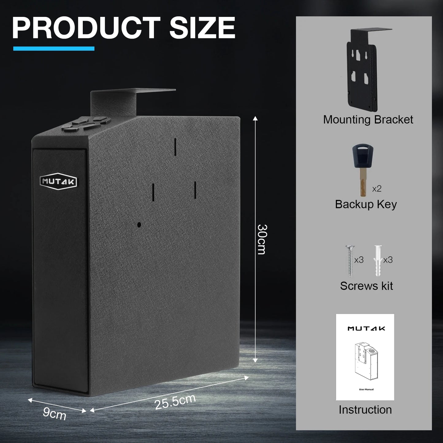 ,Biometric Slider Bedside Handgun Safe,Pistol Lock Case