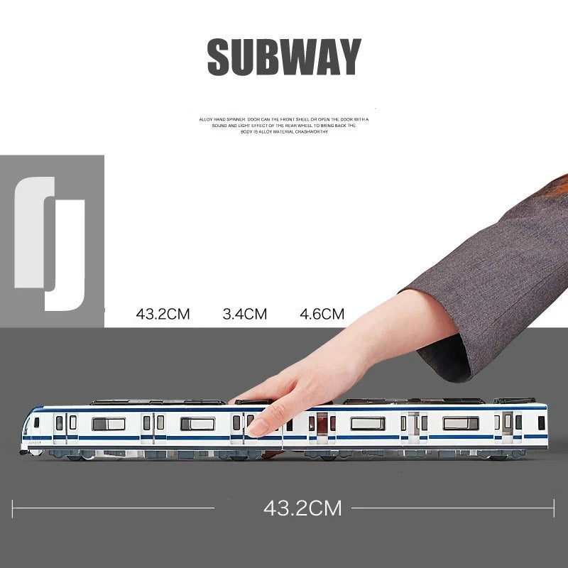 New Magnetic Pull Back Alloy Connected Subway Metro Track Train Alloy Model Toys Sound