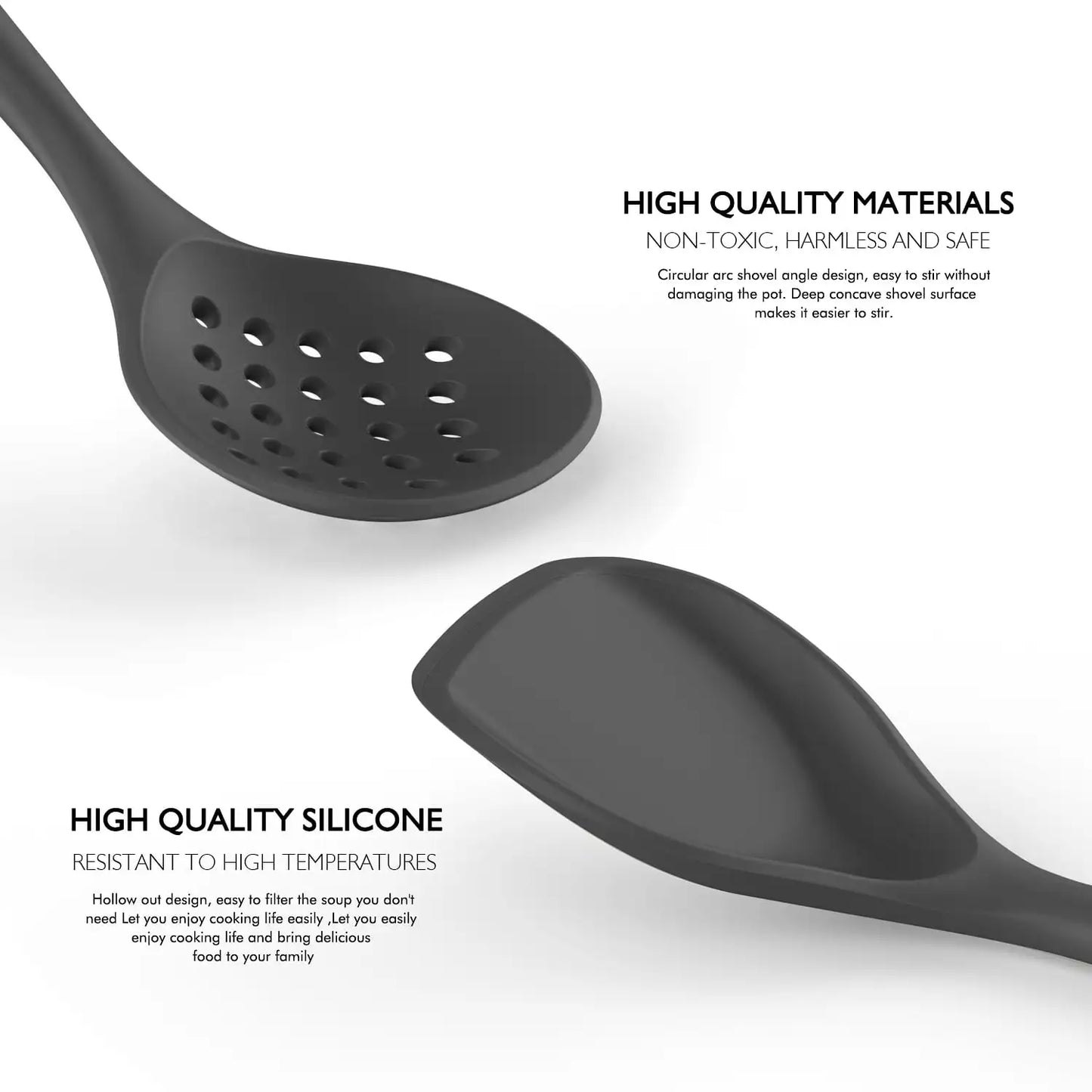 Heat Resistant Kitchen Utensil Set with Wooden Handles, Spatula,Turner, Slotted Spoon, Pasta server