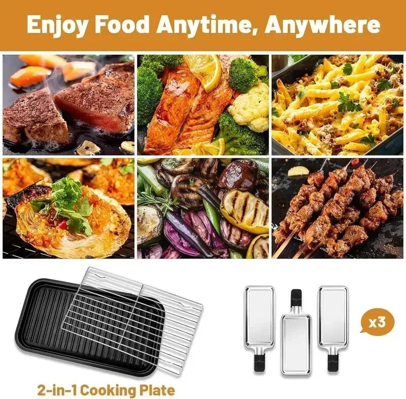 Smokeless Indoor Grill , Non-Stick Cooking Removable Plate, Portable Electric BBQ Grill