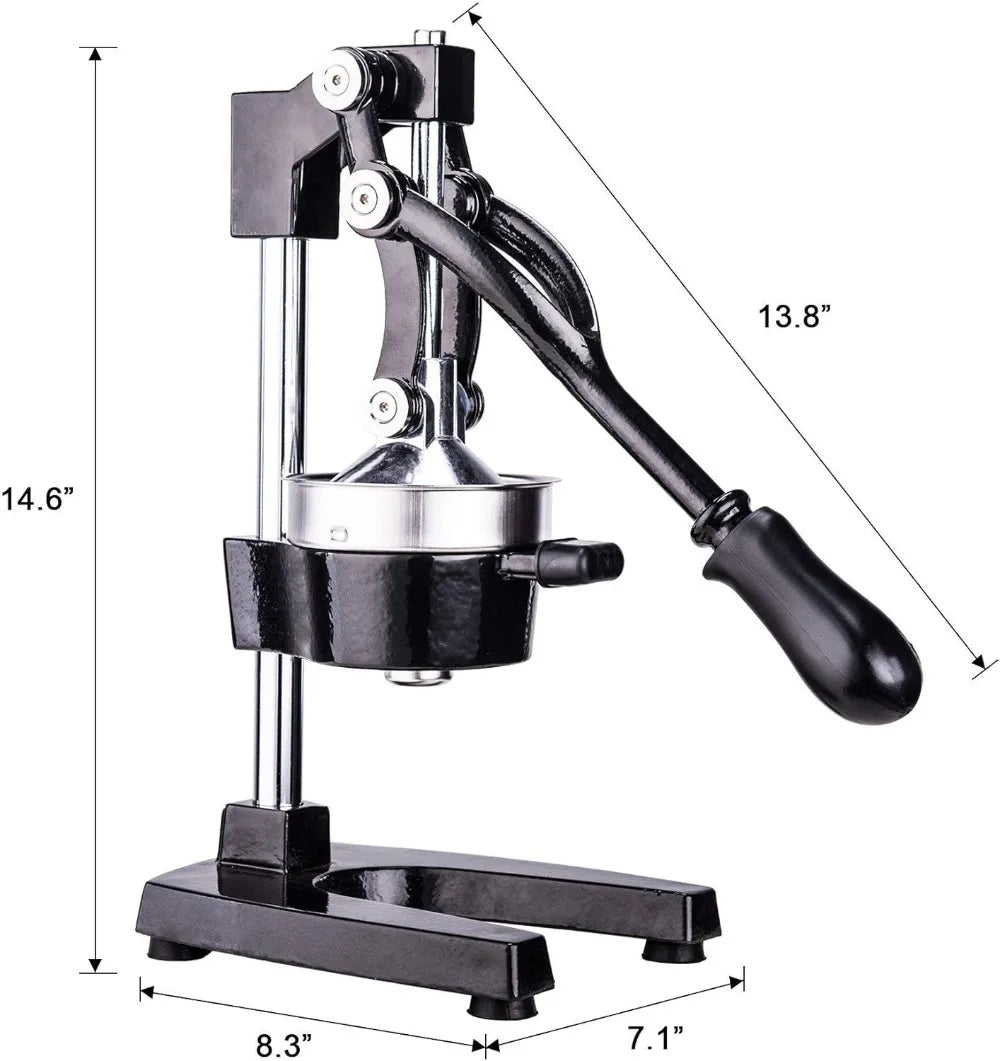 Hand Press Juicer Machine, for Lemon, Lime, Orange Juice - Professional Squeezer and Crusher, Easy to Clean, Black