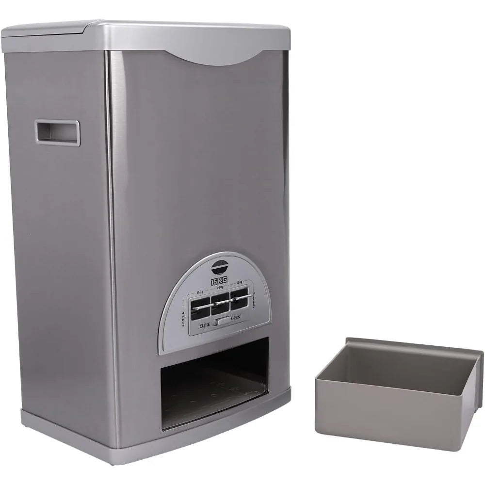 Auto Rice Dispenser Rice Container Large Capacity Stainless Steel Food Storage Tank Grain Container for Home Kitchen Organizer