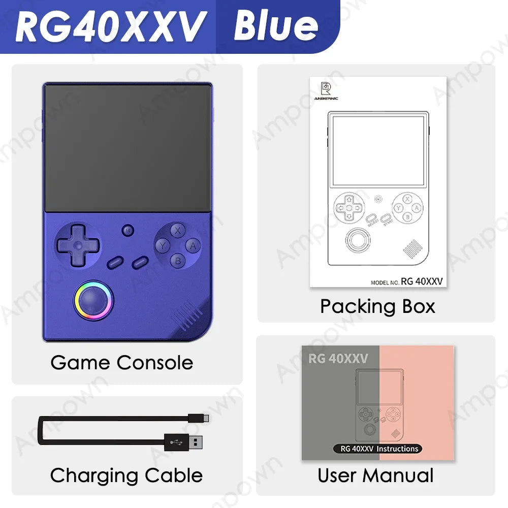 Handheld Game Console 4'' IPS Screen Video Output Joystick RGB lighting Effect Streaming RG 40XXV E-book Player