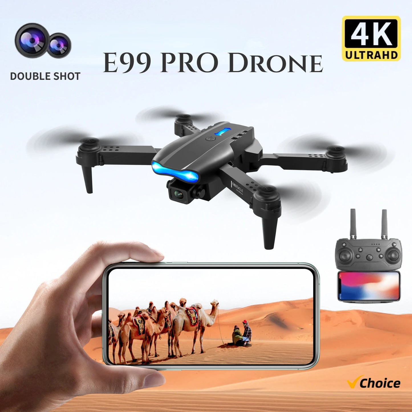 RC Drone 4K 1080P Wide Angle HD Camera Foldable Helicopter