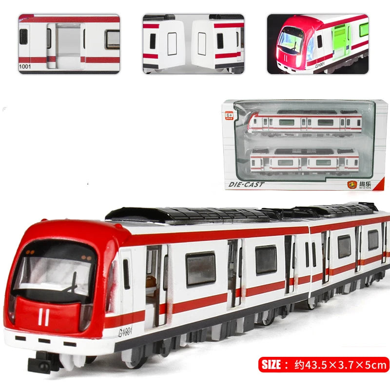 New Magnetic Pull Back Alloy Connected Subway Metro Track Train Alloy Model Toys Sound