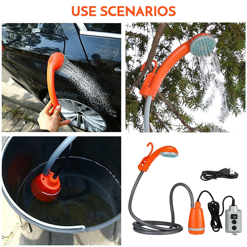 Portable Camping Shower Outdoor Camping Shower Pump Rechargeable Shower Head for Camping