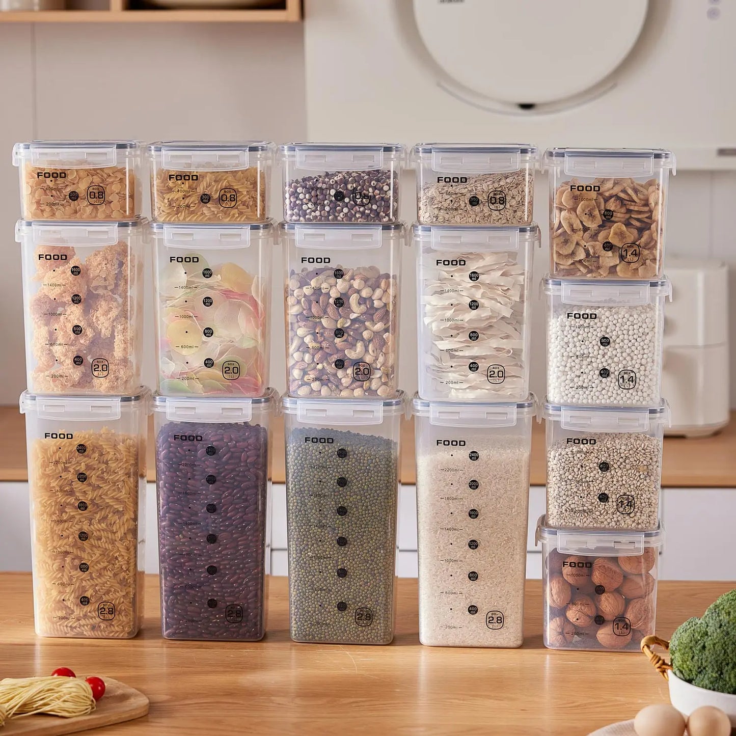 16pcs Food Storage Vessels With Sealed Lid, Leakproof Kitchen Storage Box Set, Container Sets, For Fruit, Vegetable, Snack