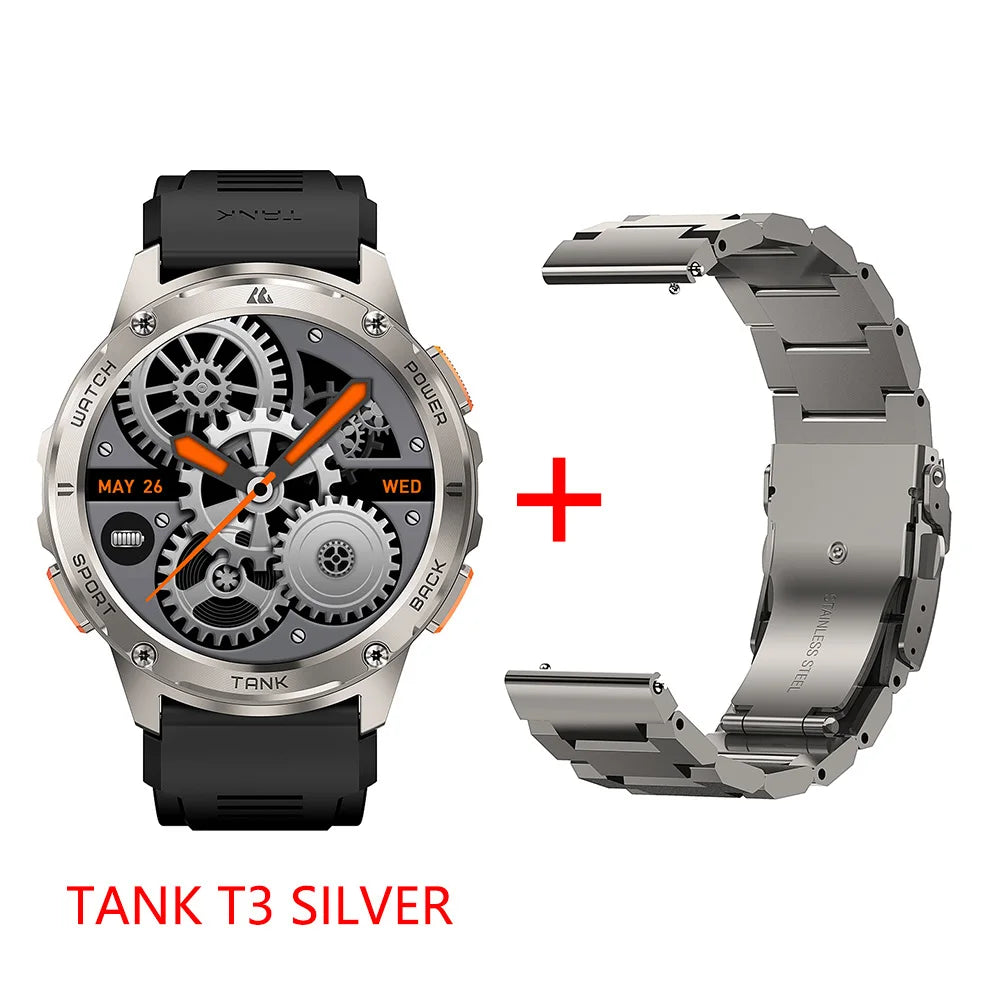 T3 Smart Watch Military Smartwatch Digital Fitness Watches AMOLED AI Voice AOD Bluetooth