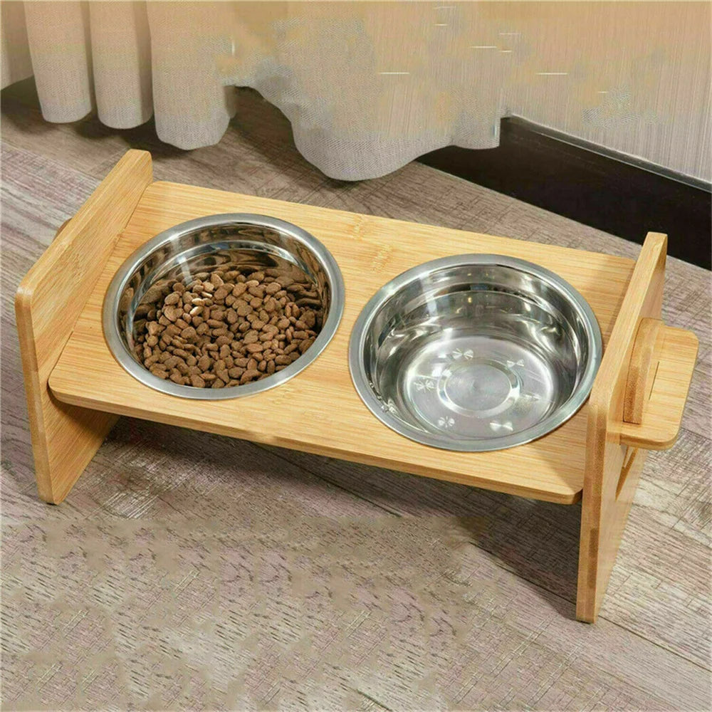 Adjustable Dog Bowls 2 Stainless Steel Bowls