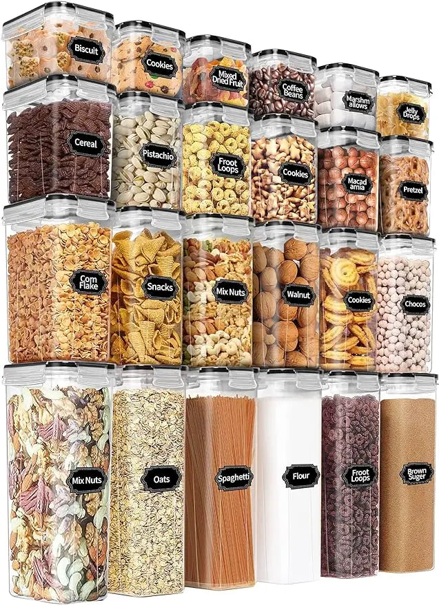 Airtight Food Storage Containers Set with Lids - 24 PCS BPA Free Kitchen and Pantry Organization Plastic Leak-proof