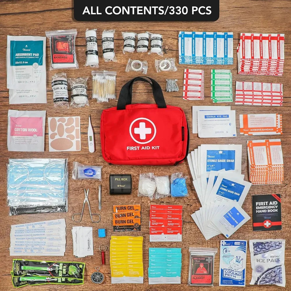 330pcs Premium Waterproof Medical Kit for Any Emergency.