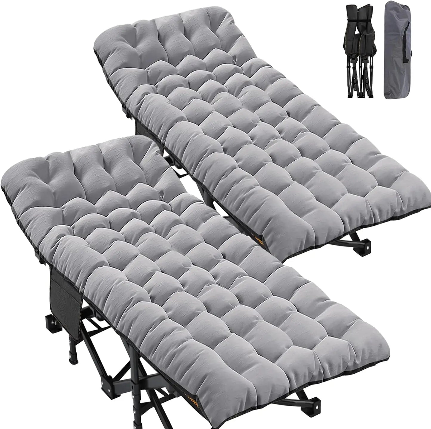 2Pack Oversized XXL Folding Camping Cot W/Mat for Adults, 78" L x 32" W x 18" H Heavy Duty Outdoor Bed with Carry Bag,120