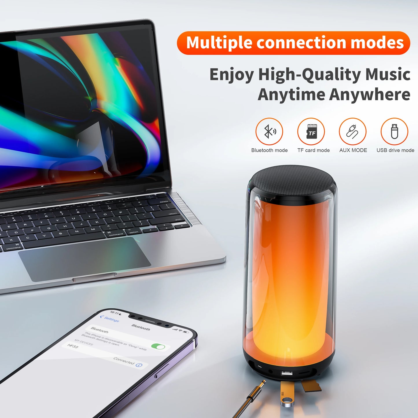 Bluetooth Speaker with Hi-Res 10W Audio, Waterproof