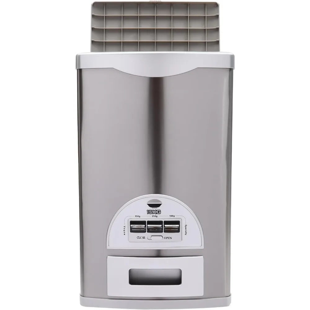 Auto Rice Dispenser Rice Container Large Capacity Stainless Steel Food Storage Tank Grain Container for Home Kitchen Organizer