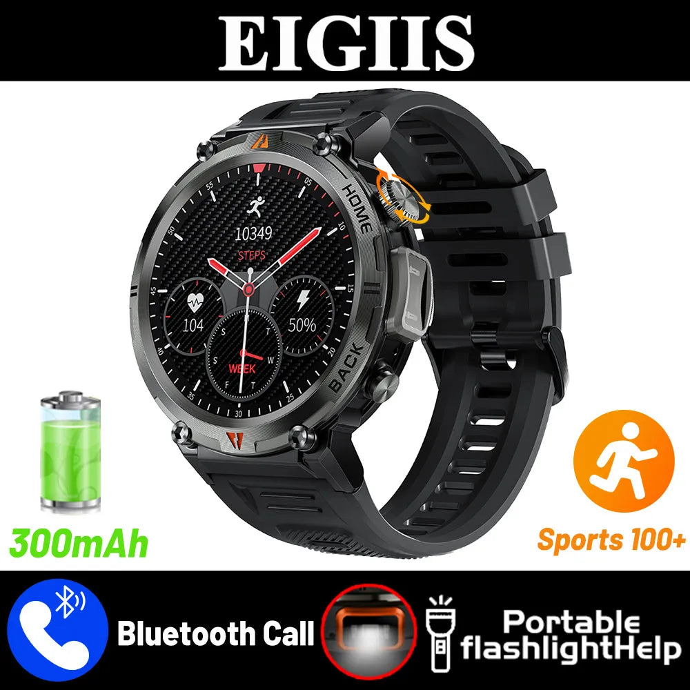 Bluetooth Call Smart Watch Men Full Touch Screen Health Monitor Clock With Flashlight Men For IOS Android
