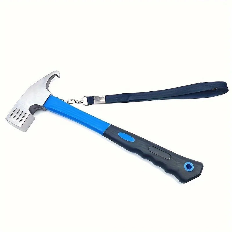 Heavy-Duty Camping Hammer with Tent Stake Remover - Comfort Grip Handle, Carrying Strap, Durable Carbon Steel Head