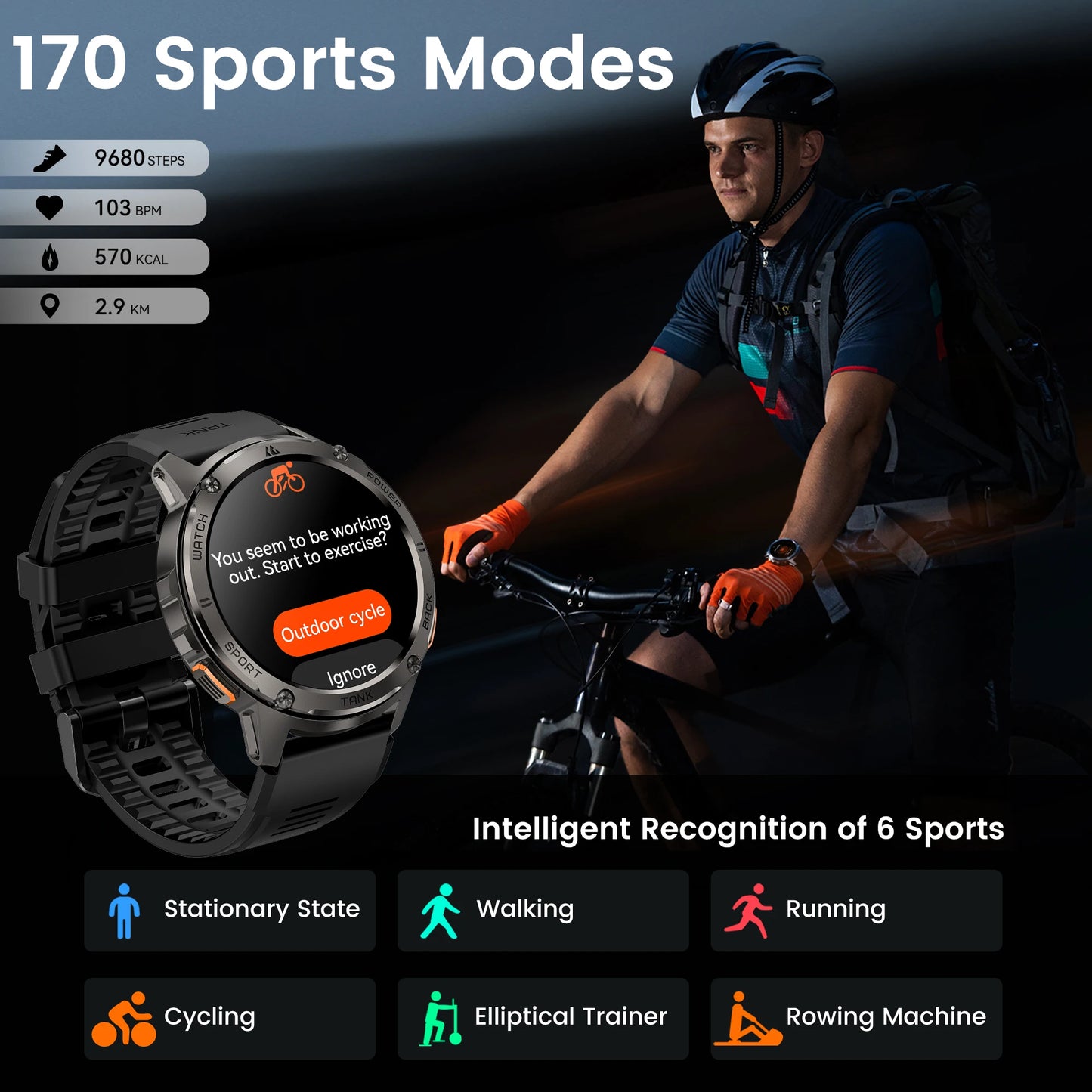 T3 Smart Watch Military Smartwatch Digital Fitness Watches AMOLED AI Voice AOD Bluetooth