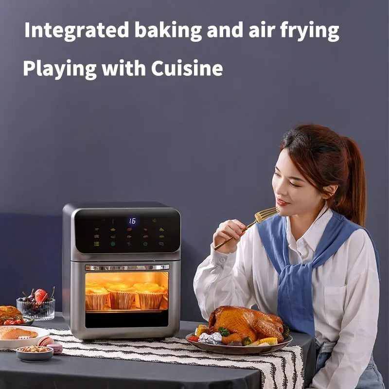 12L Electric Air Fryer Large Capacity Convection Oven Deep Fryer Without Oil 360°Baking Viewable Window