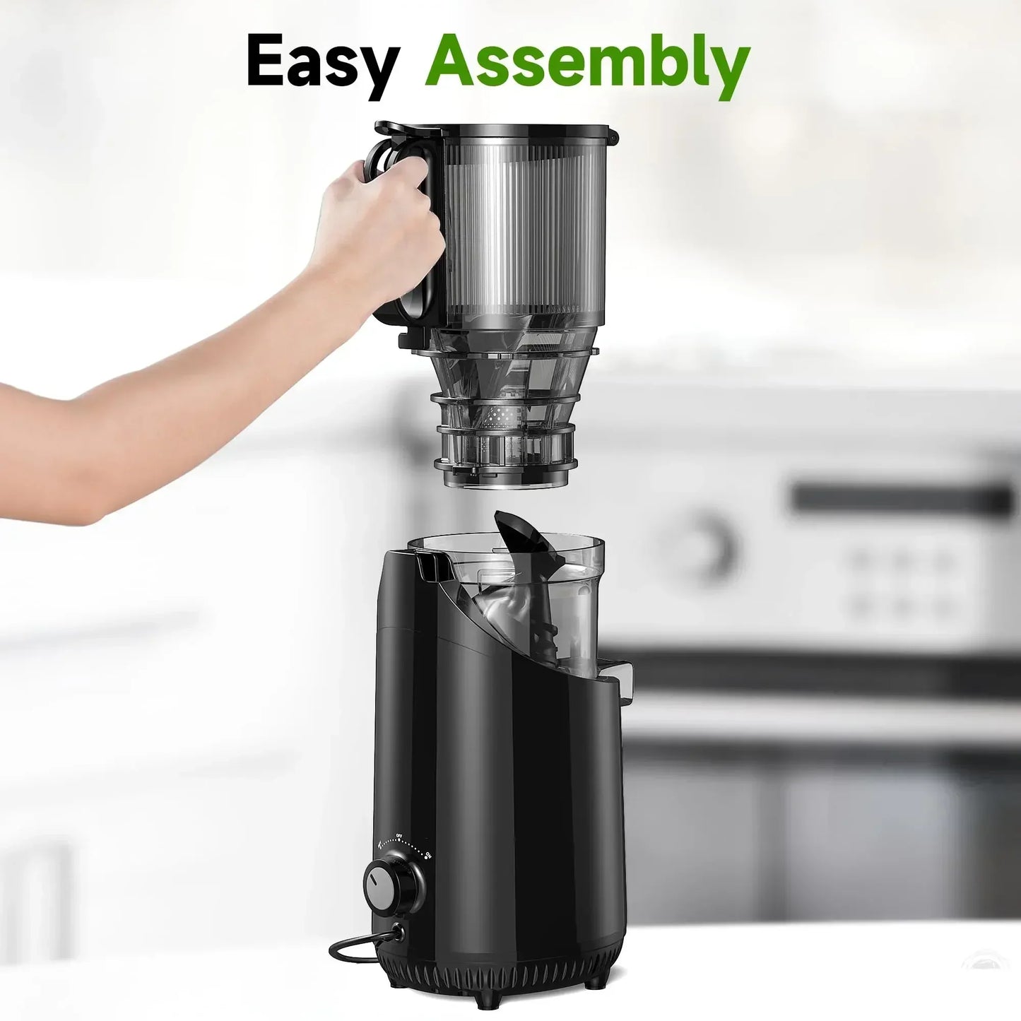 Cold Press Juicer, Slow Masticating Machines with 5.3" Extra Large Feed Chute Fit Whole Fruits & Vegetables Easy Clean