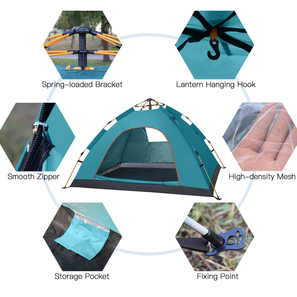 Outdoor Pop Up Tent Water-resistant Portable Instant Camping for 1-2 People