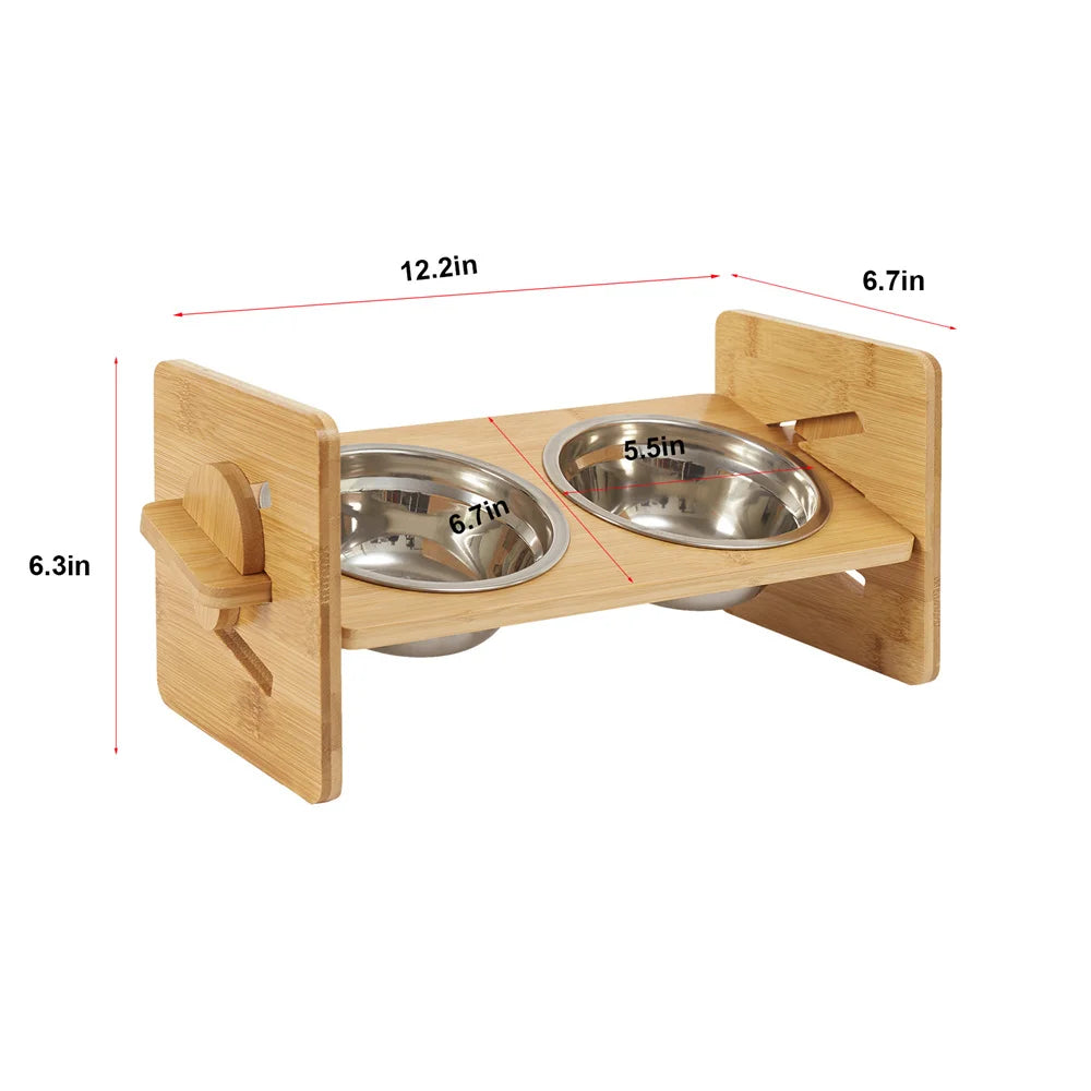Adjustable Dog Bowls 2 Stainless Steel Bowls