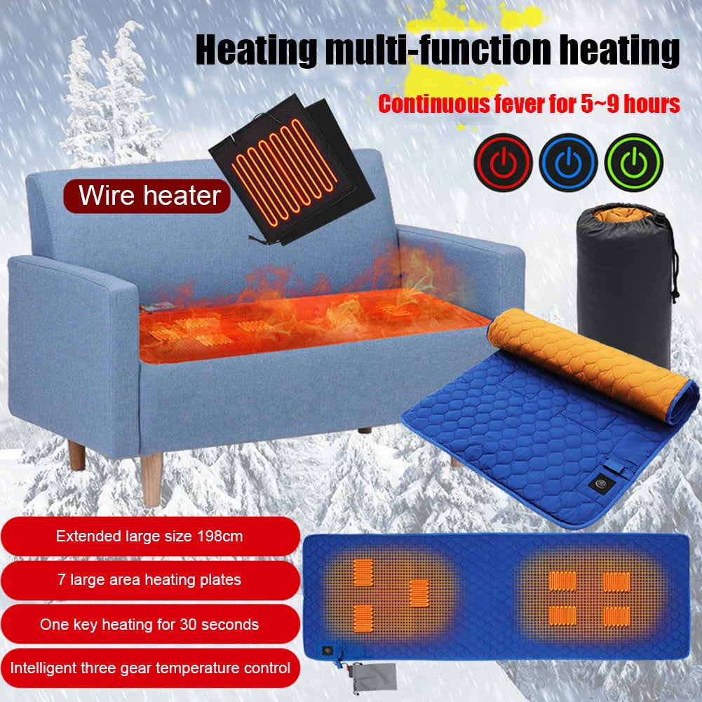 Winter Heating Mat USB Mat Camping Warm Tent Sleeping Mat Foldable Sleeping Pad