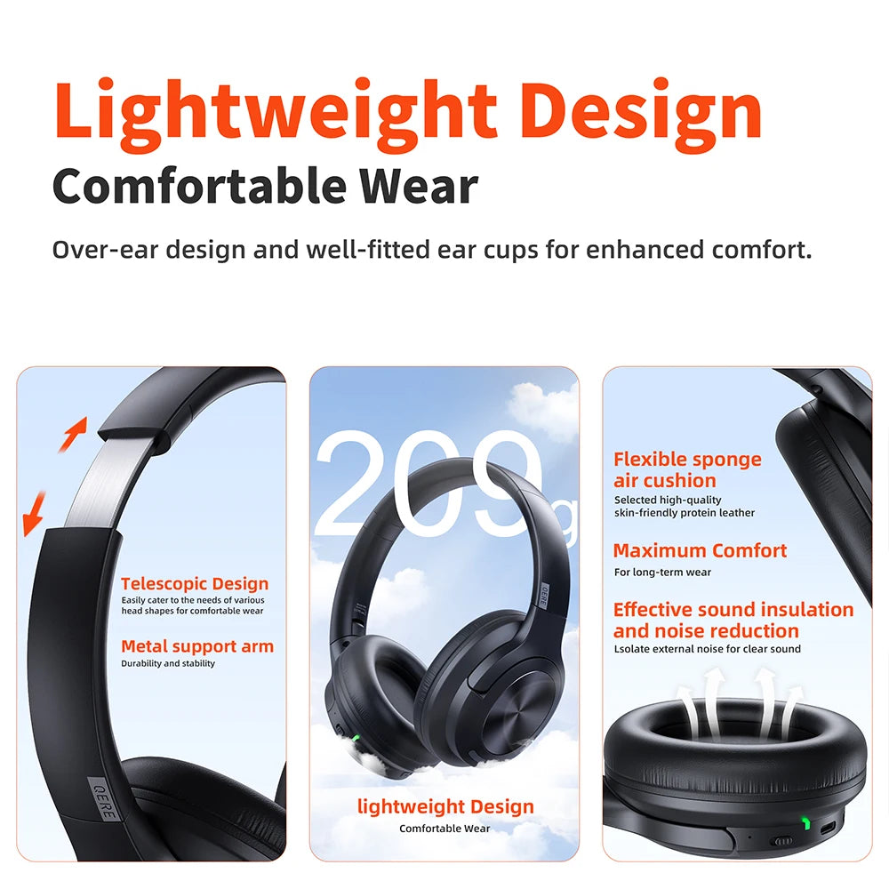 Wireless headphones Bluetooth 5.3 ANC Noise Cancellation