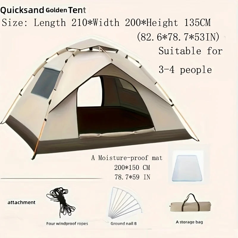 Ultimate Quick-Pitch Waterproof Tent - Automatic, Mosquito-Proof, Sunscreen, Portable, and Spacious for Camping