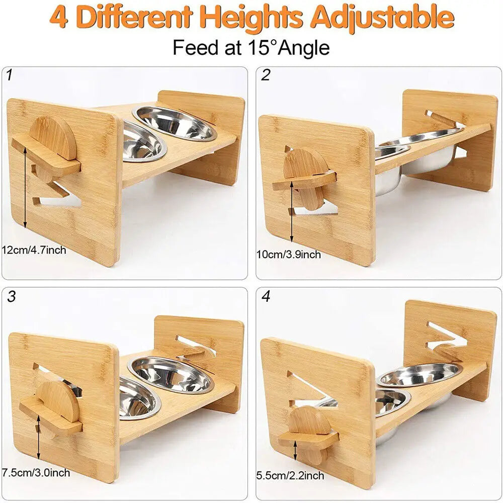 Adjustable Dog Bowls 2 Stainless Steel Bowls