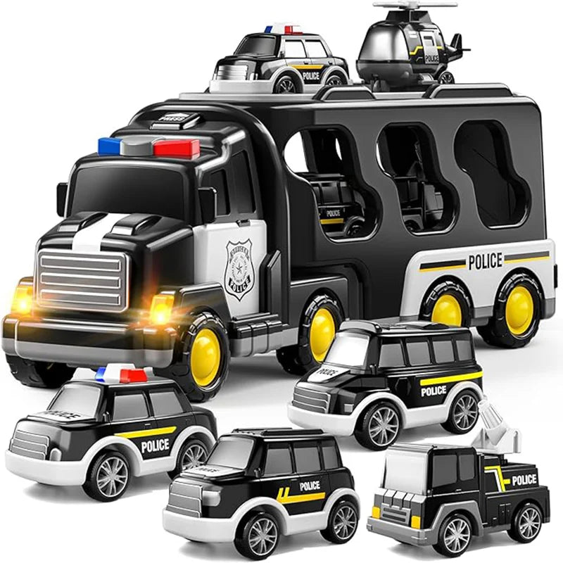 Suitable For Children Aged 3 - 6. 5-in-1 Transport Truck Toy Police Car Toys
