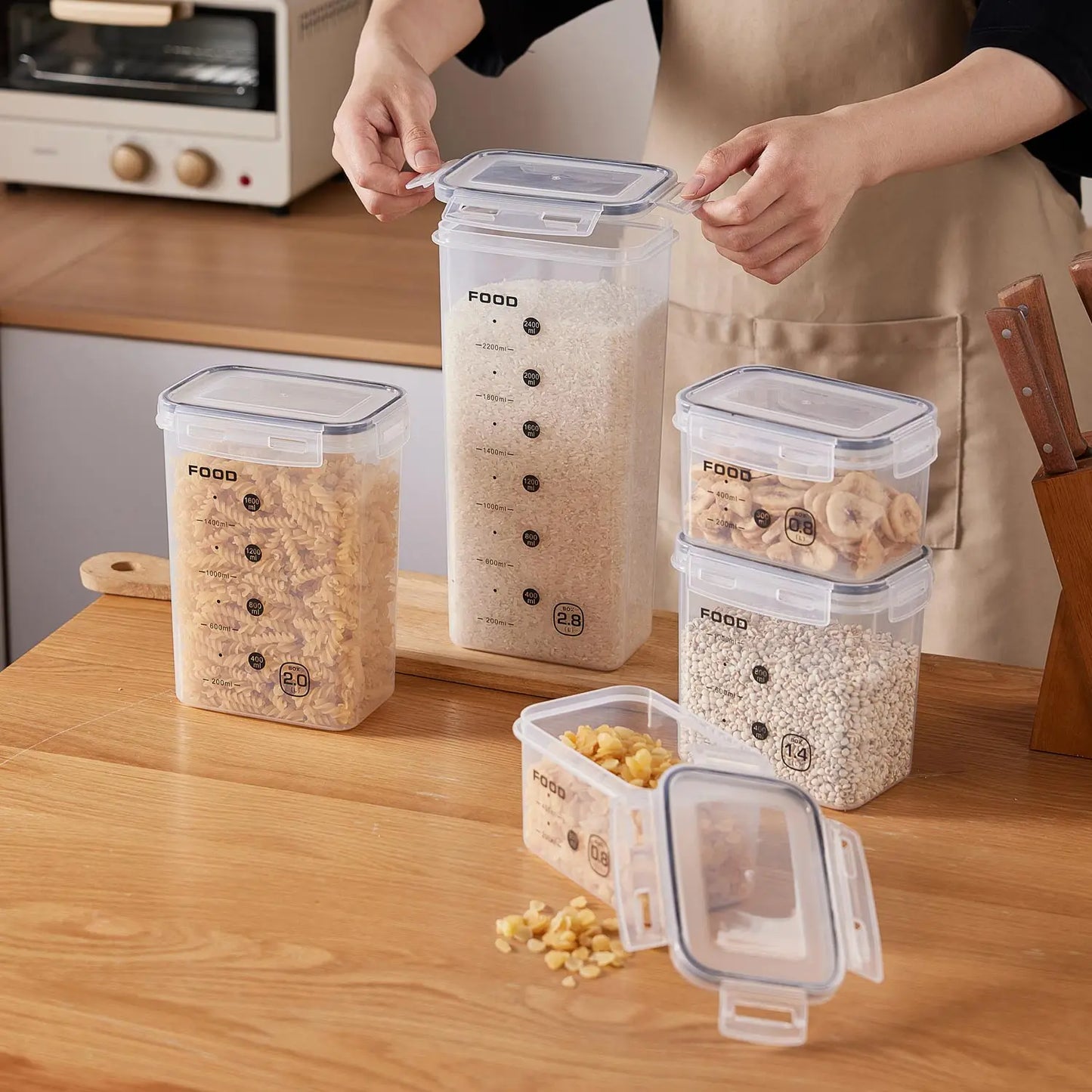 16pcs Food Storage Vessels With Sealed Lid, Leakproof Kitchen Storage Box Set, Container Sets, For Fruit, Vegetable, Snack