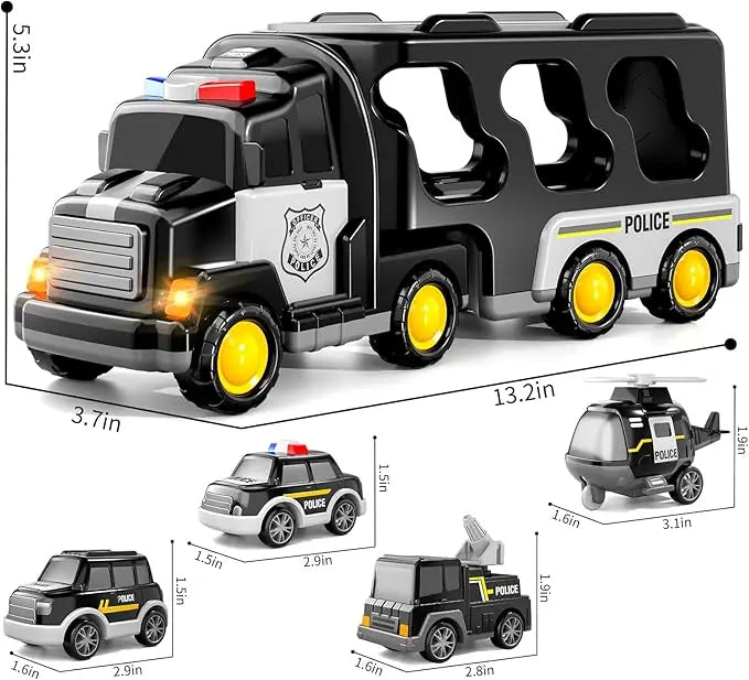 Suitable For Children Aged 3 - 6. 5-in-1 Transport Truck Toy Police Car Toys