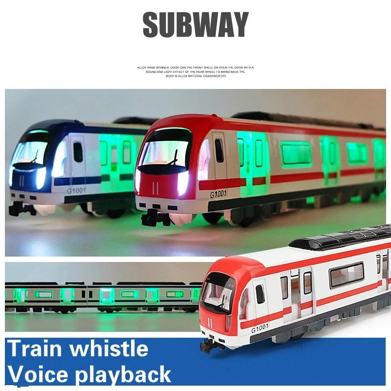 New Magnetic Pull Back Alloy Connected Subway Metro Track Train Alloy Model Toys Sound