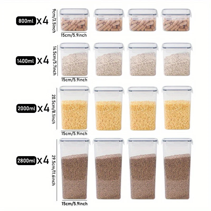16pcs Food Storage Vessels With Sealed Lid, Leakproof Kitchen Storage Box Set, Container Sets, For Fruit, Vegetable, Snack