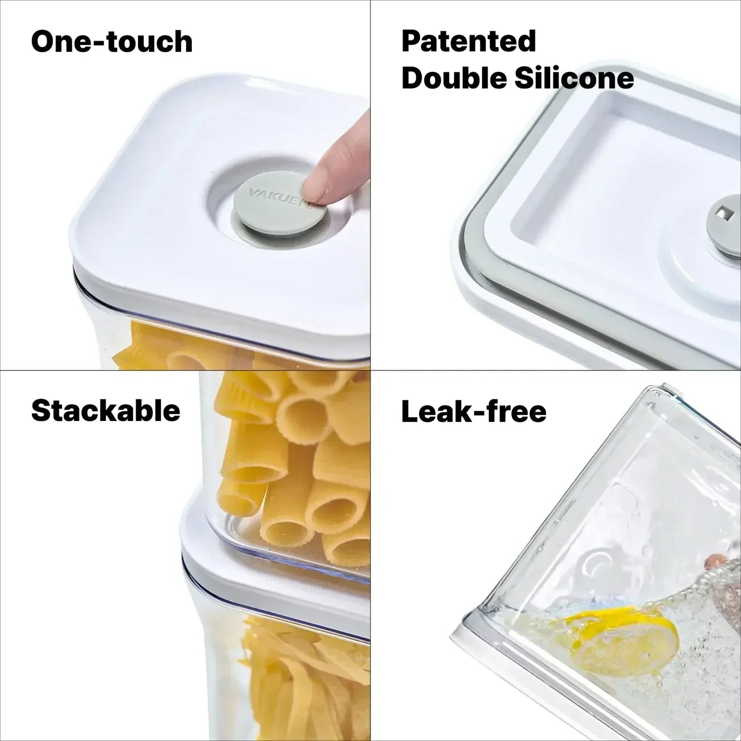 Premium Airtight Food Storage Containers Mega 8P/Set. 7pcs Container and Vacuum Sealer. Smart One-Click Seal Lid,