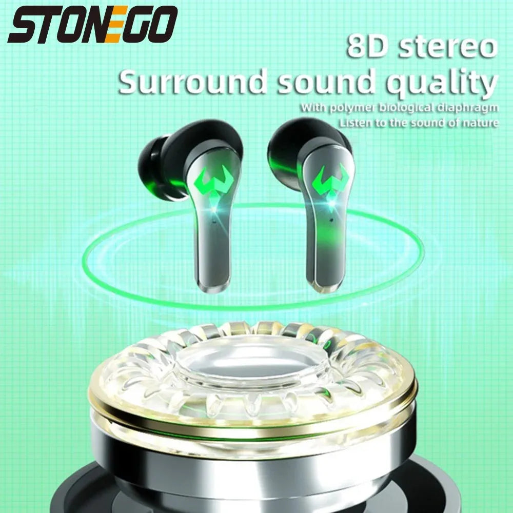TWS Gaming Earbuds, Wireless 9D Stereo Surround Sound Earphones, Microphone