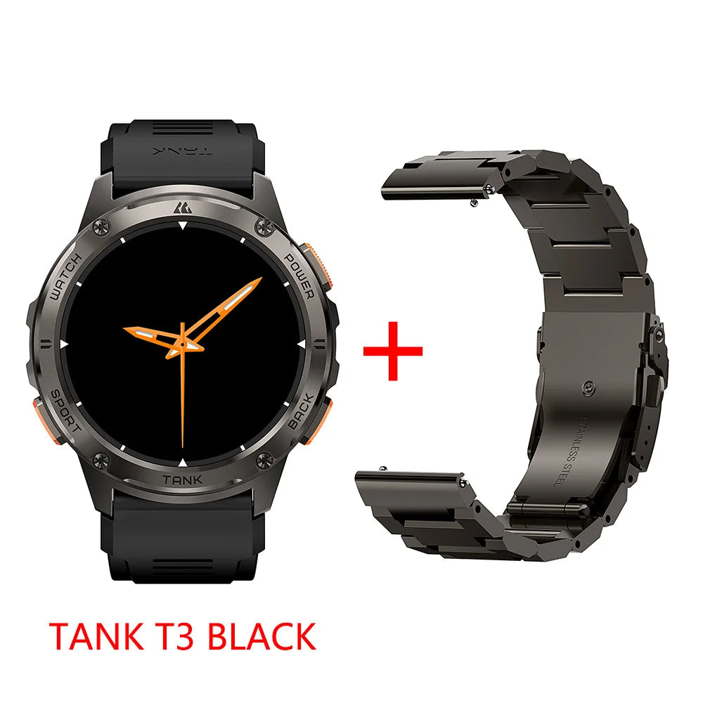 T3 Smart Watch Military Smartwatch Digital Fitness Watches AMOLED AI Voice AOD Bluetooth