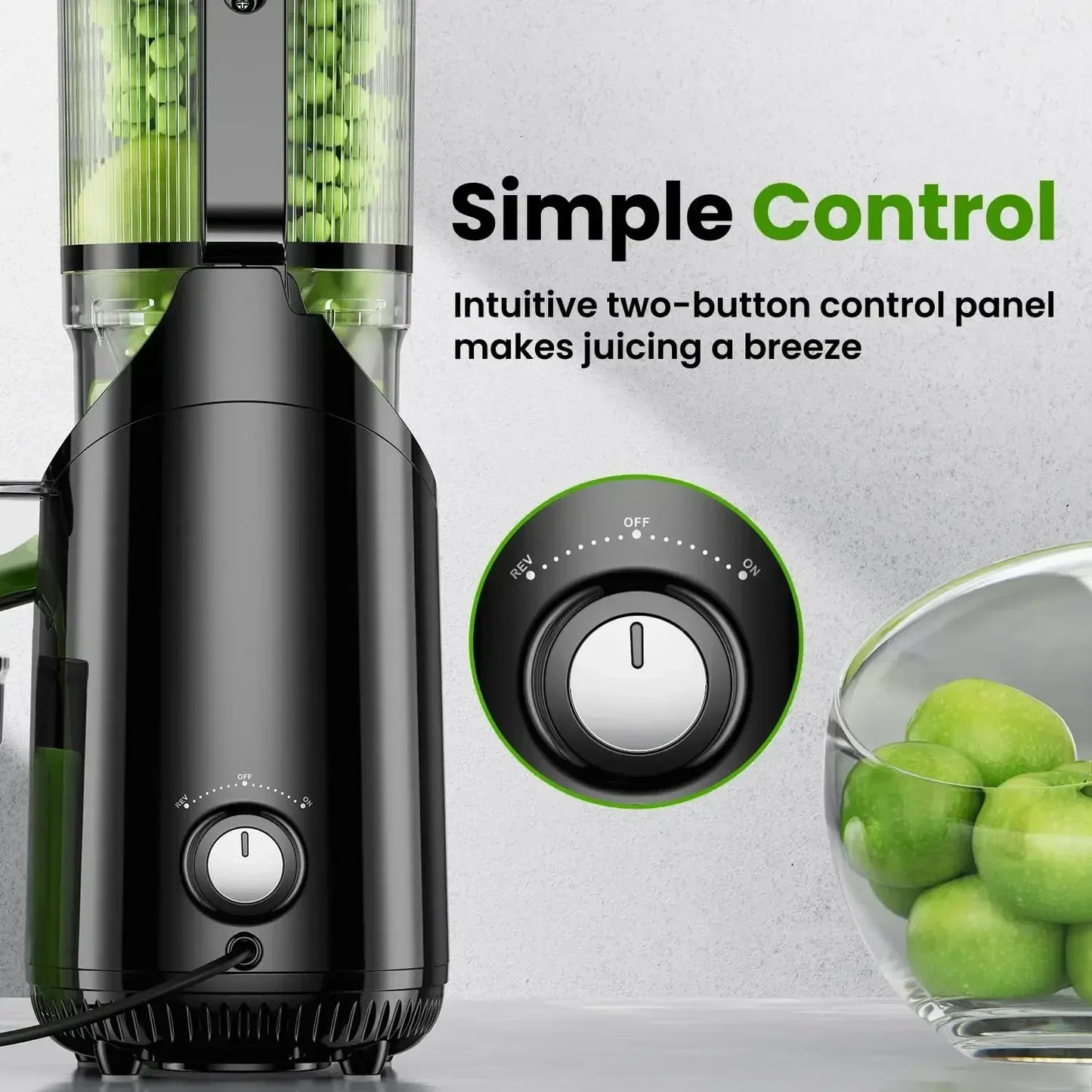 Cold Press Juicer, Slow Masticating Machines with 5.3" Extra Large Feed Chute Fit Whole Fruits & Vegetables Easy Clean