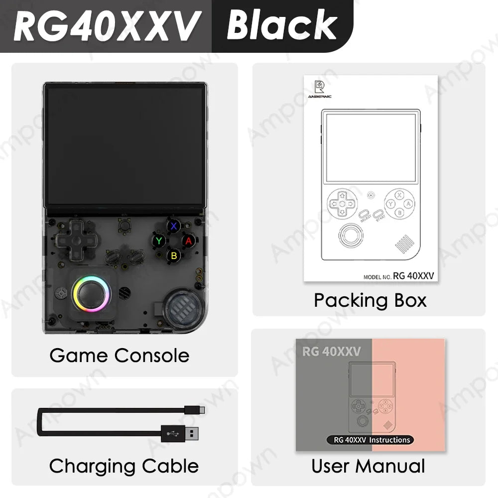 Handheld Game Console 4'' IPS Screen Video Output Joystick RGB lighting Effect Streaming RG 40XXV E-book Player