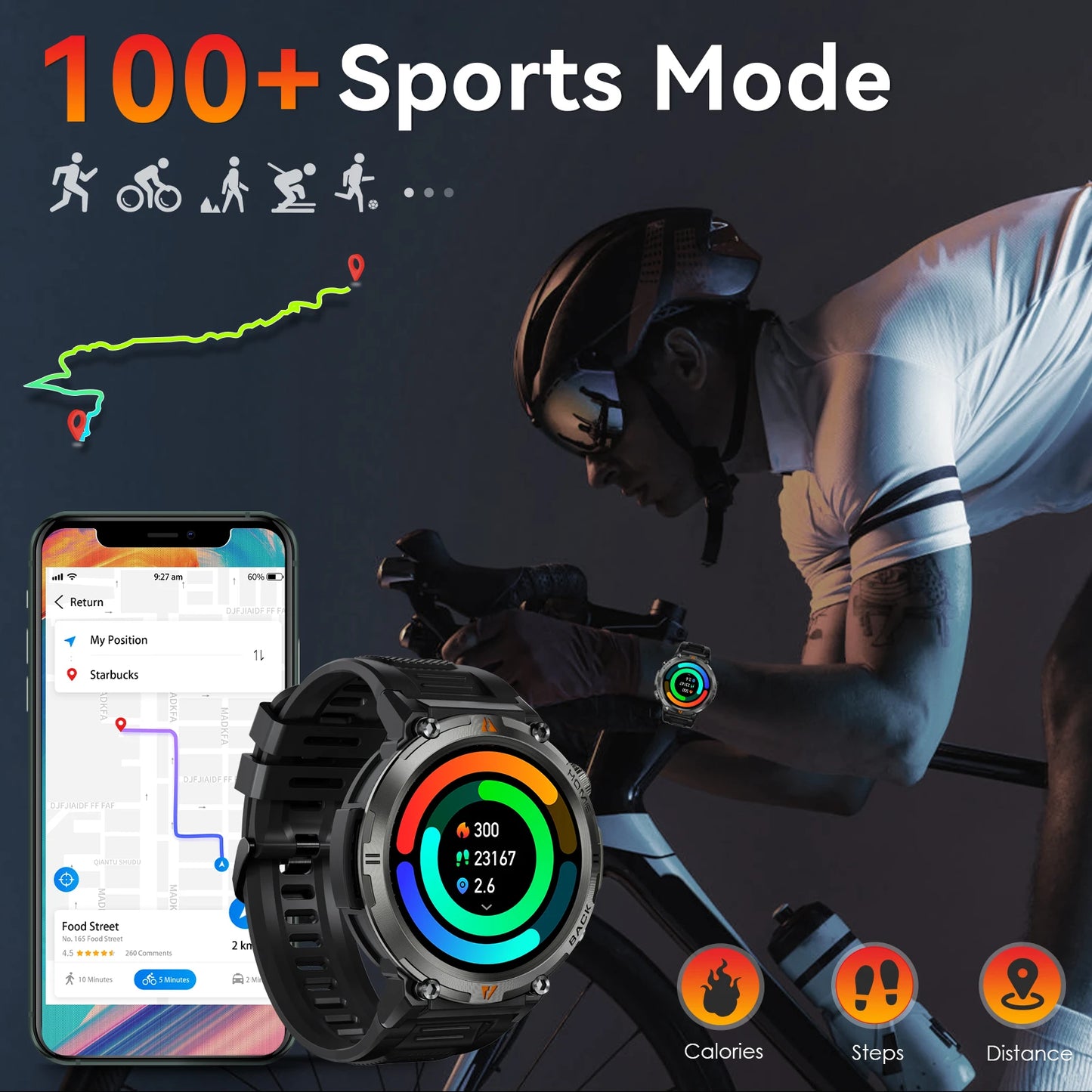 Bluetooth Call Smart Watch Men Full Touch Screen Health Monitor Clock With Flashlight Men For IOS Android