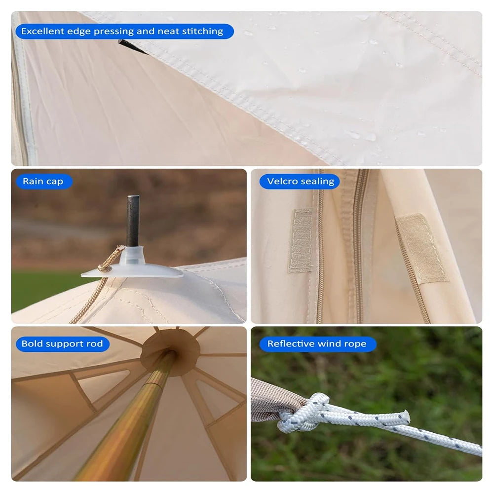 Canvas Yurt Tent with Stove Jack,Large Family Camping with Mesh Zippers Windows,Breathable Waterproof Bell