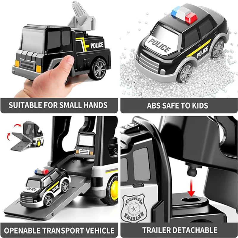 Suitable For Children Aged 3 - 6. 5-in-1 Transport Truck Toy Police Car Toys