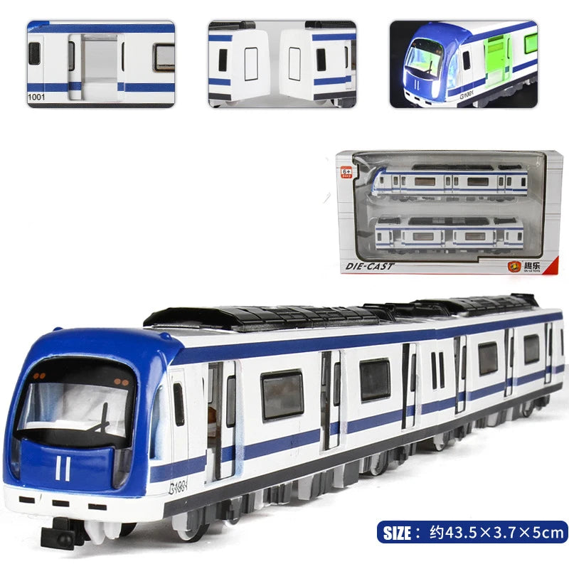 New Magnetic Pull Back Alloy Connected Subway Metro Track Train Alloy Model Toys Sound