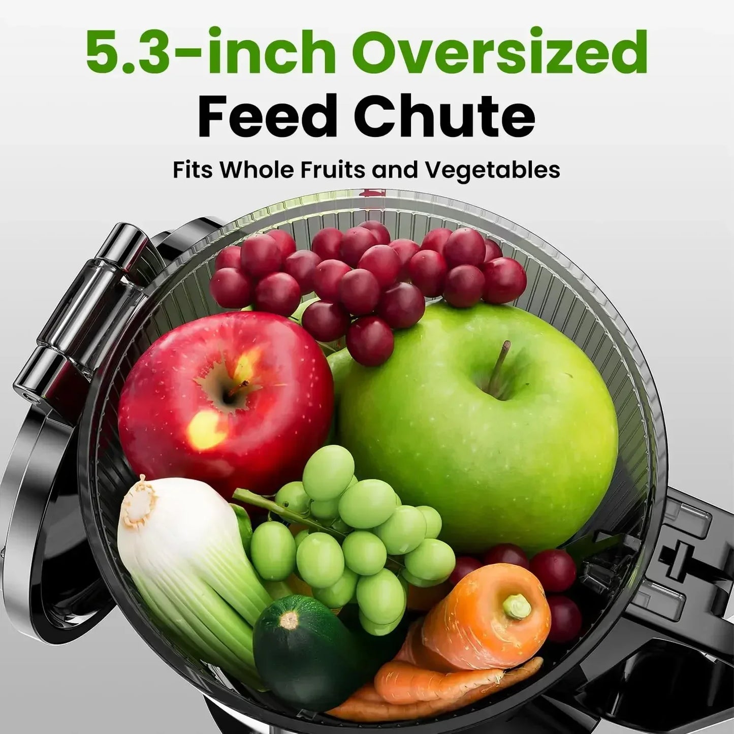 Cold Press Juicer, Slow Masticating Machines with 5.3" Extra Large Feed Chute Fit Whole Fruits & Vegetables Easy Clean